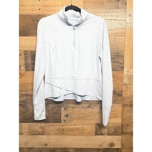 Apana Womens Quarter Zip Pullover Light Blue Space Dye Thumbholes Active Top L